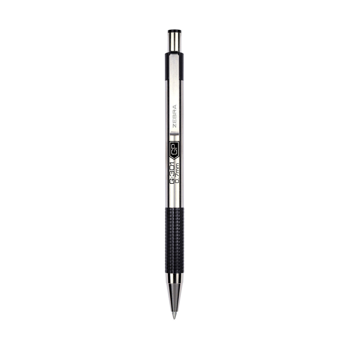 Zebra Pen G-301 Stainless Steel Retractable Gel Pen, 0.7mm, Black Ink, 4-Pack