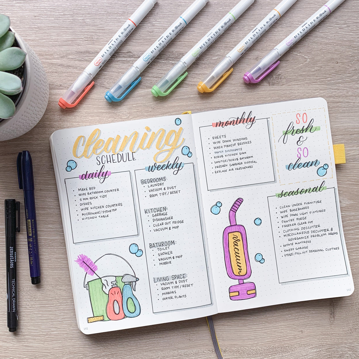 How to Create A Cleaning Schedule in A Bullet Journal – Zebra Pen