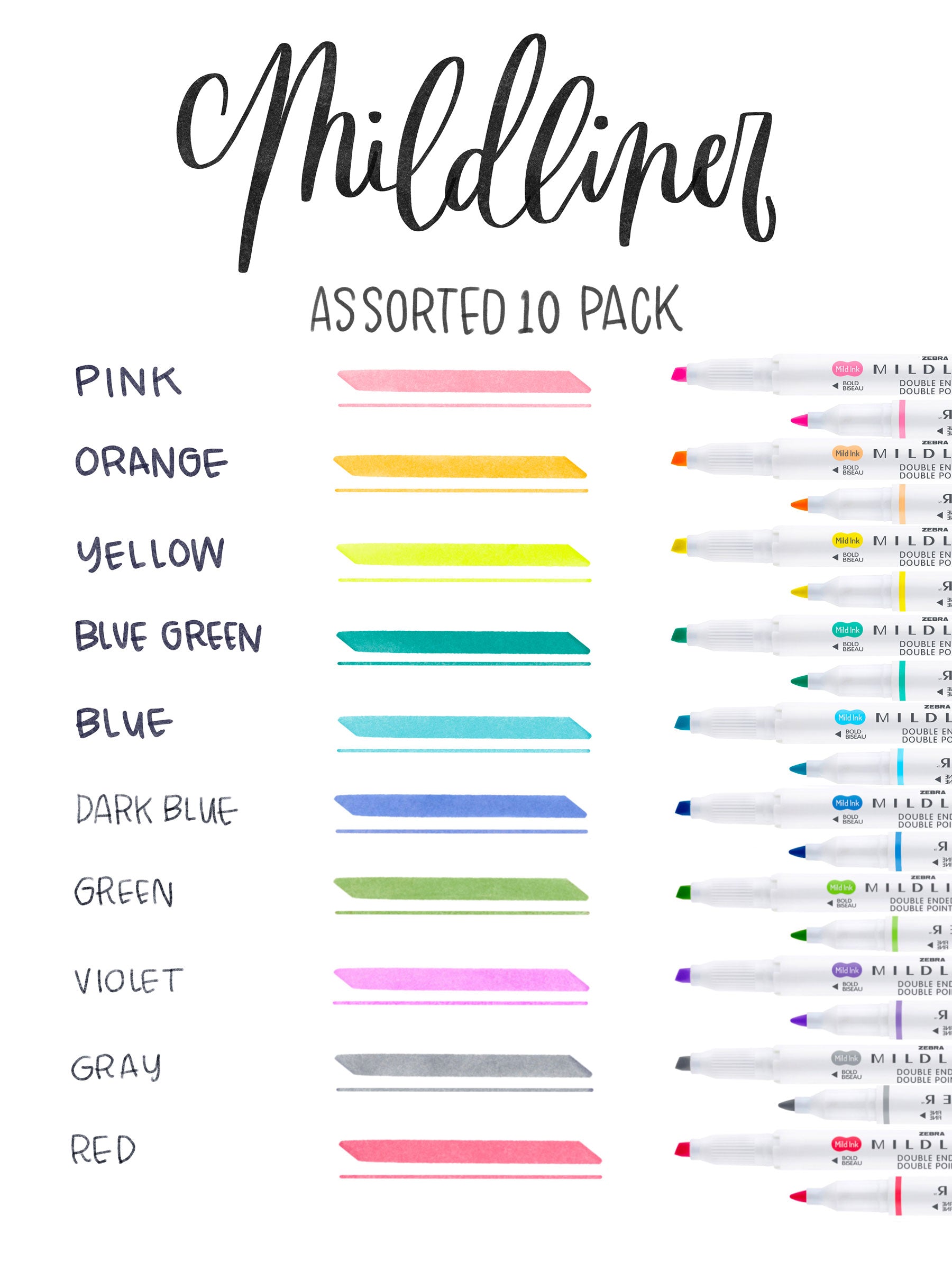 Blue Midliner Colour Code MILDLINER Dual-Tip Creative Highlighter – Zebra Pen