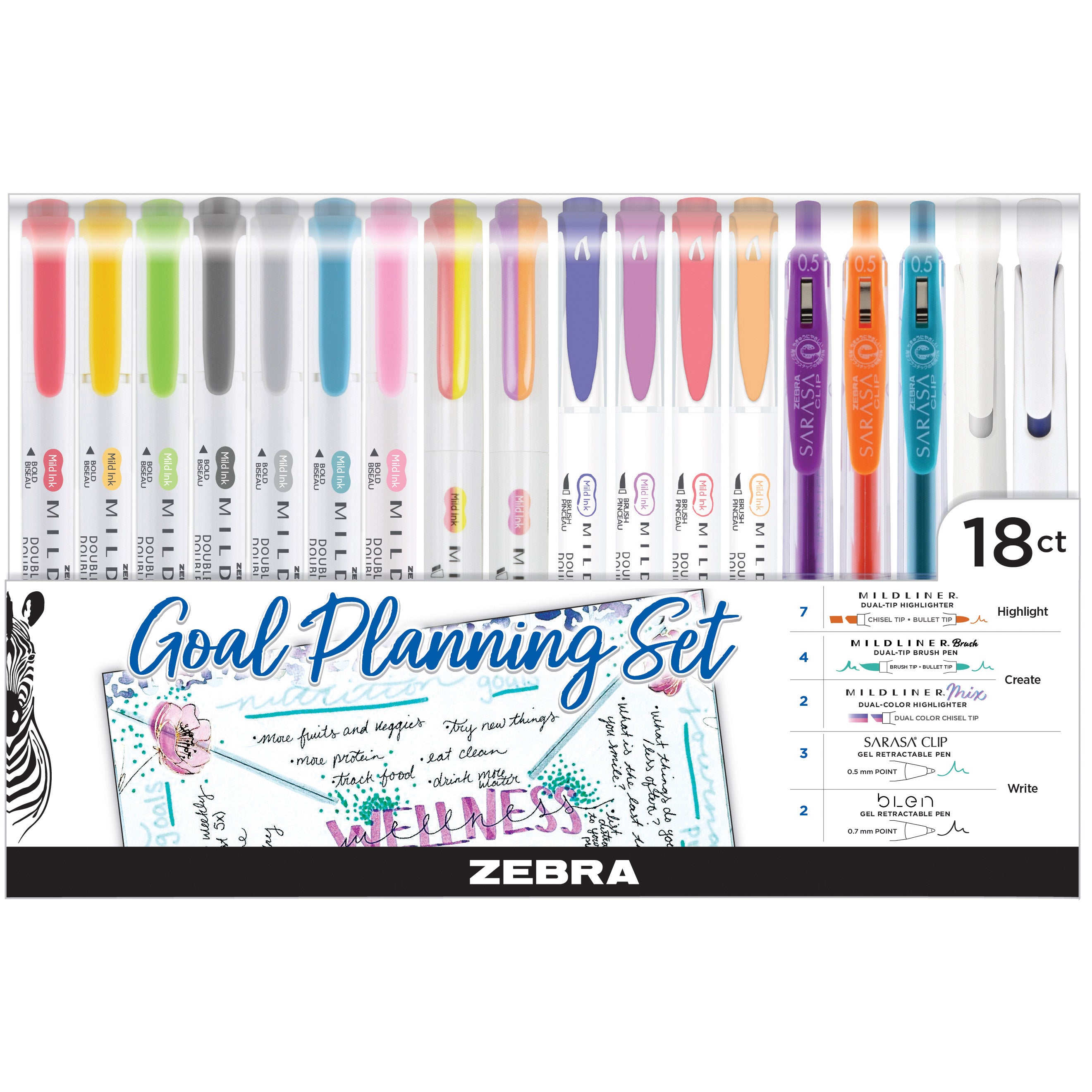 Goal Planning Set 18-Count – Zebra Pen - Main Image