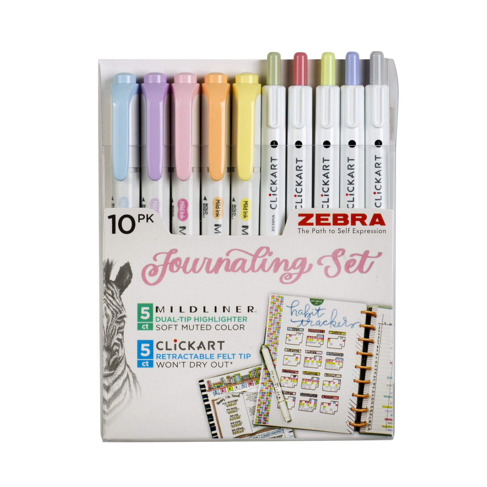 Journaling Set Asst 10pk - Mildliner HL (5) and Clickart (5)