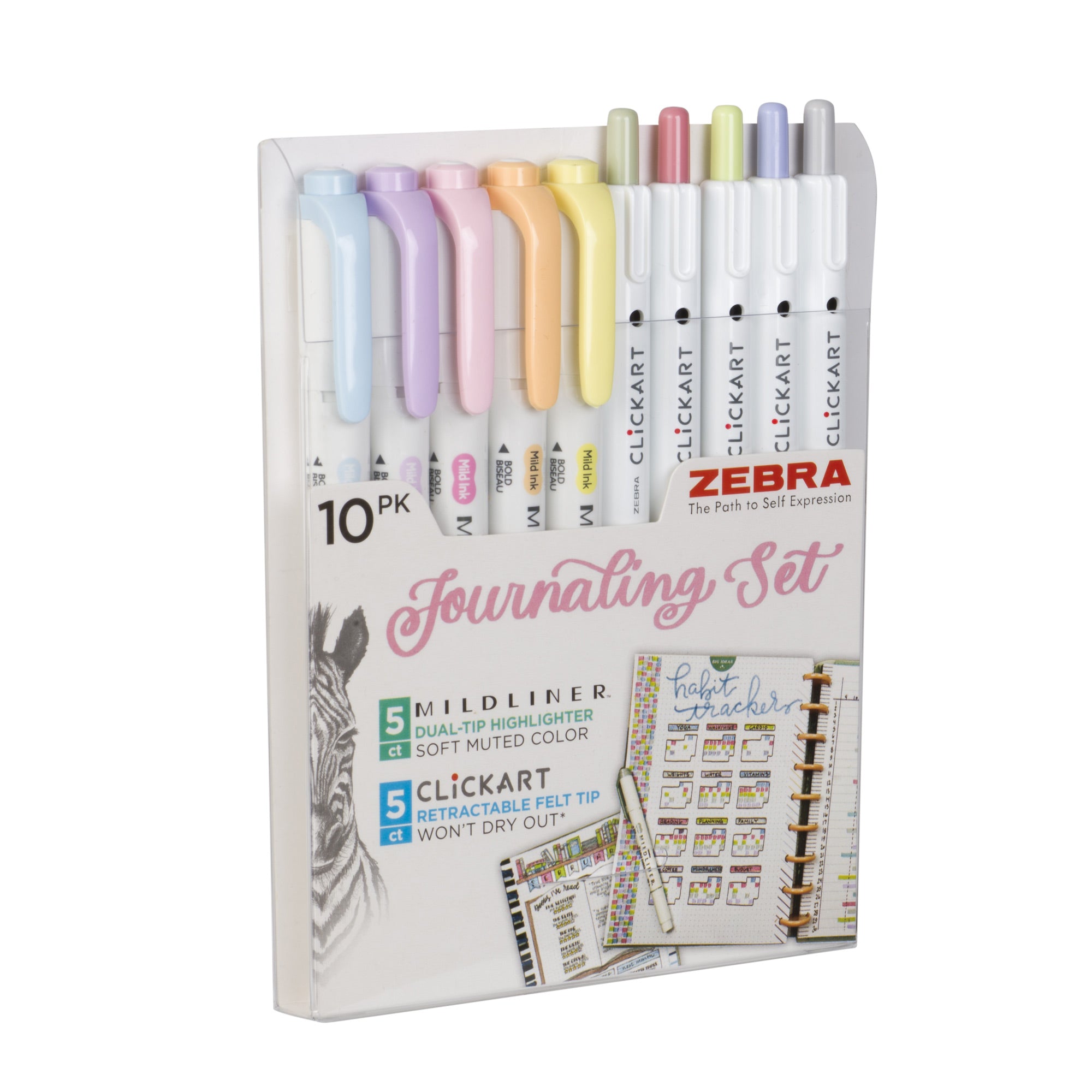 Journaling Set Asst 10pk - Mildliner HL (5) and Clickart (5)