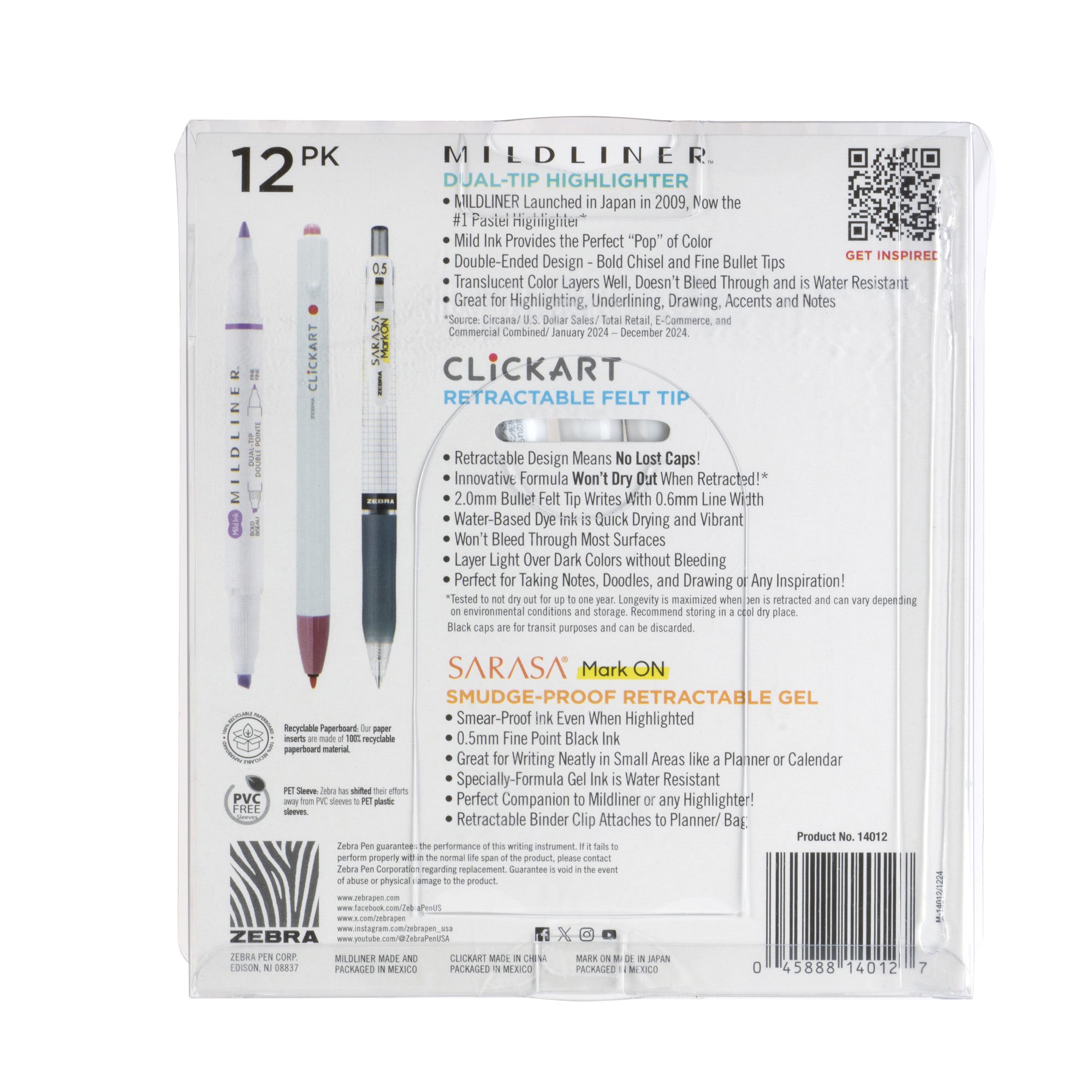 Journaling Set Asst 12pk – Mildliner HL (6) + Clickart(5) + Mark On (1)
