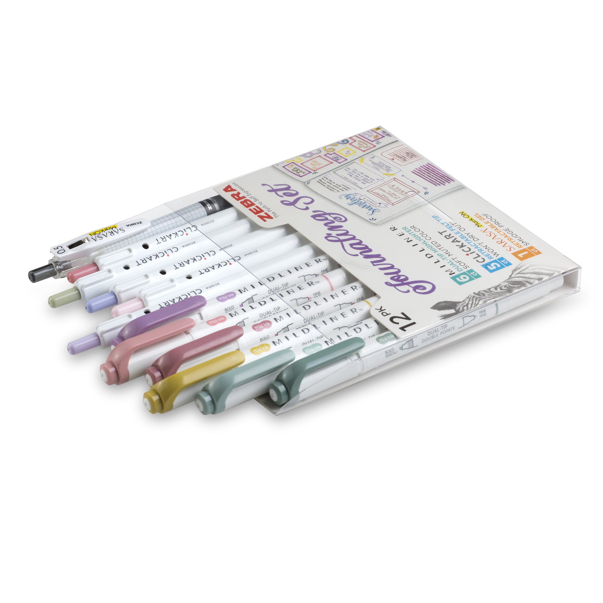 Journaling Set Asst 12pk – Mildliner HL (6) + Clickart(5) + Mark On (1)
