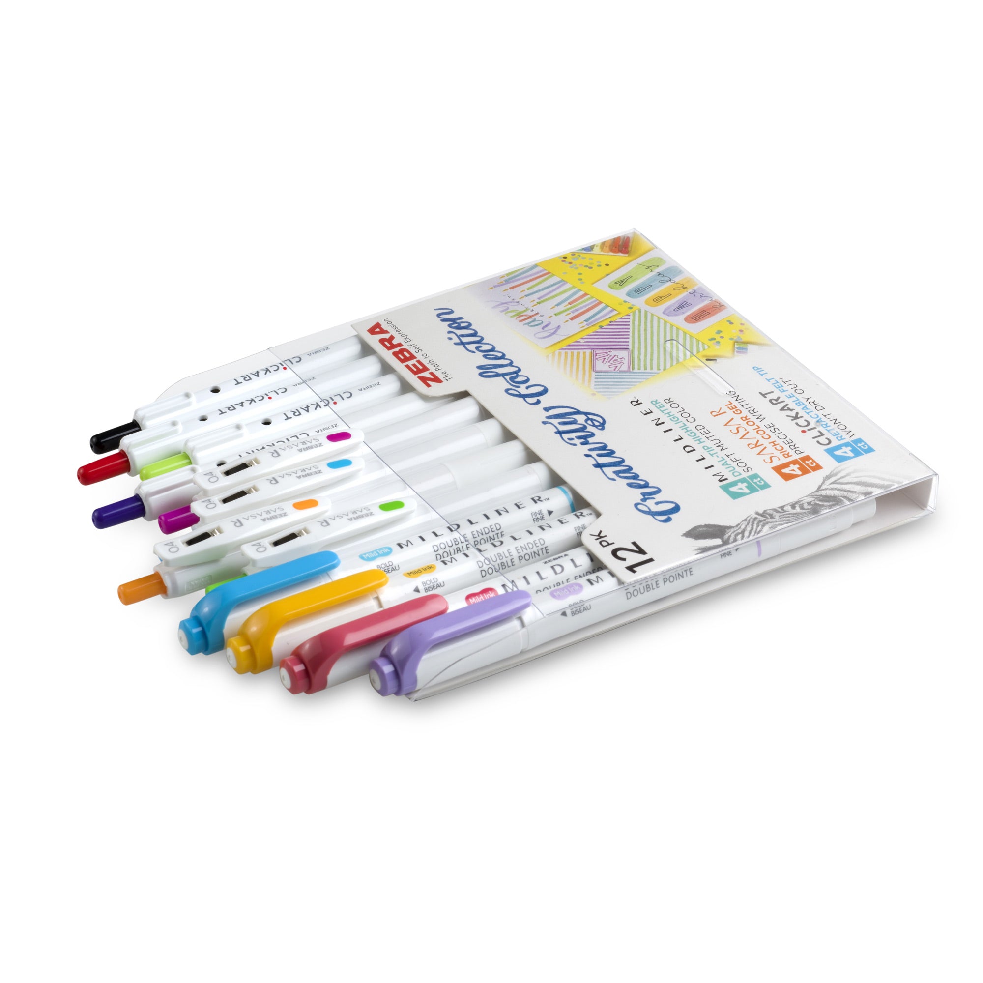 Creativity Collection Asst 12pk – Mildliner HL (4) + Sarasa R (4) + Clickart (4)