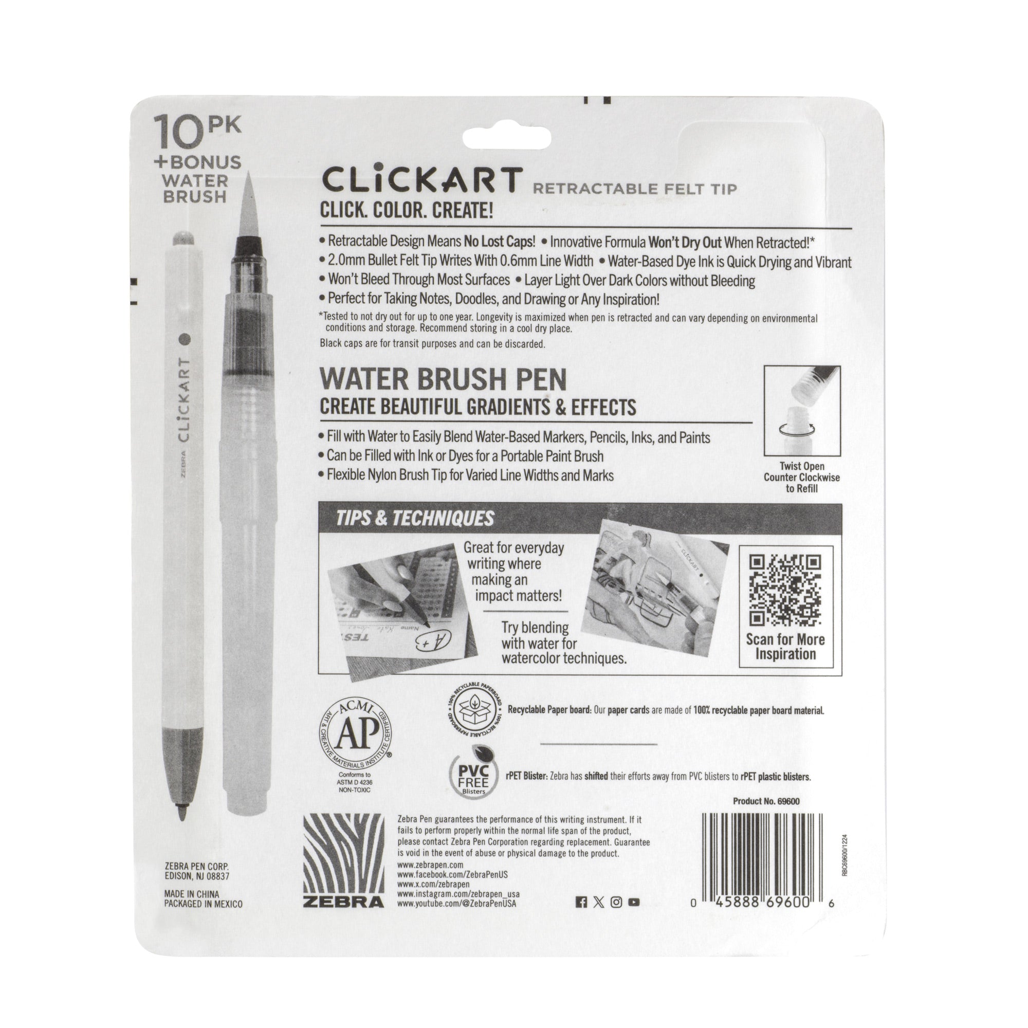 CLiCKART Retractable Felt Tip Marker