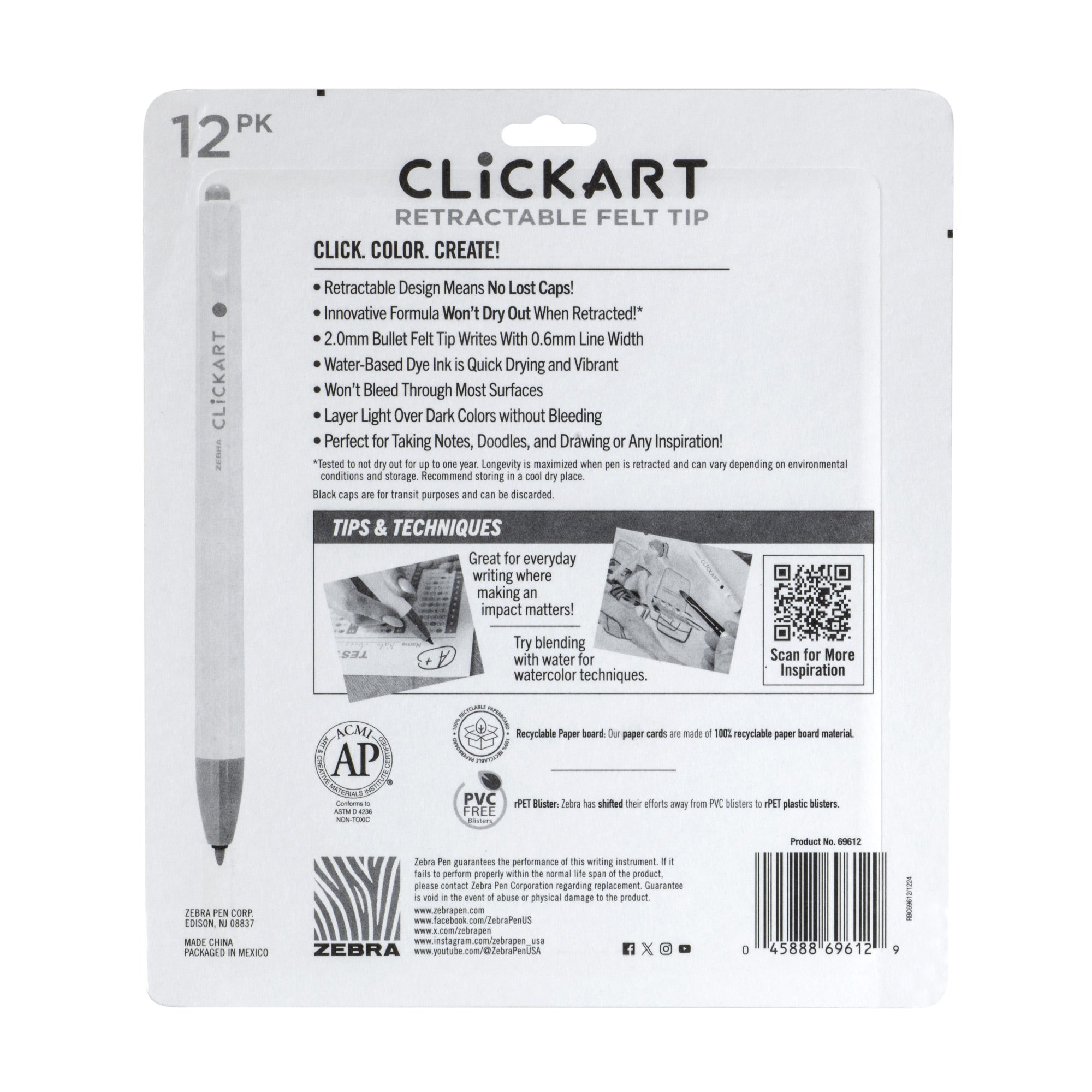 CLiCKART Retractable Felt Tip Marker