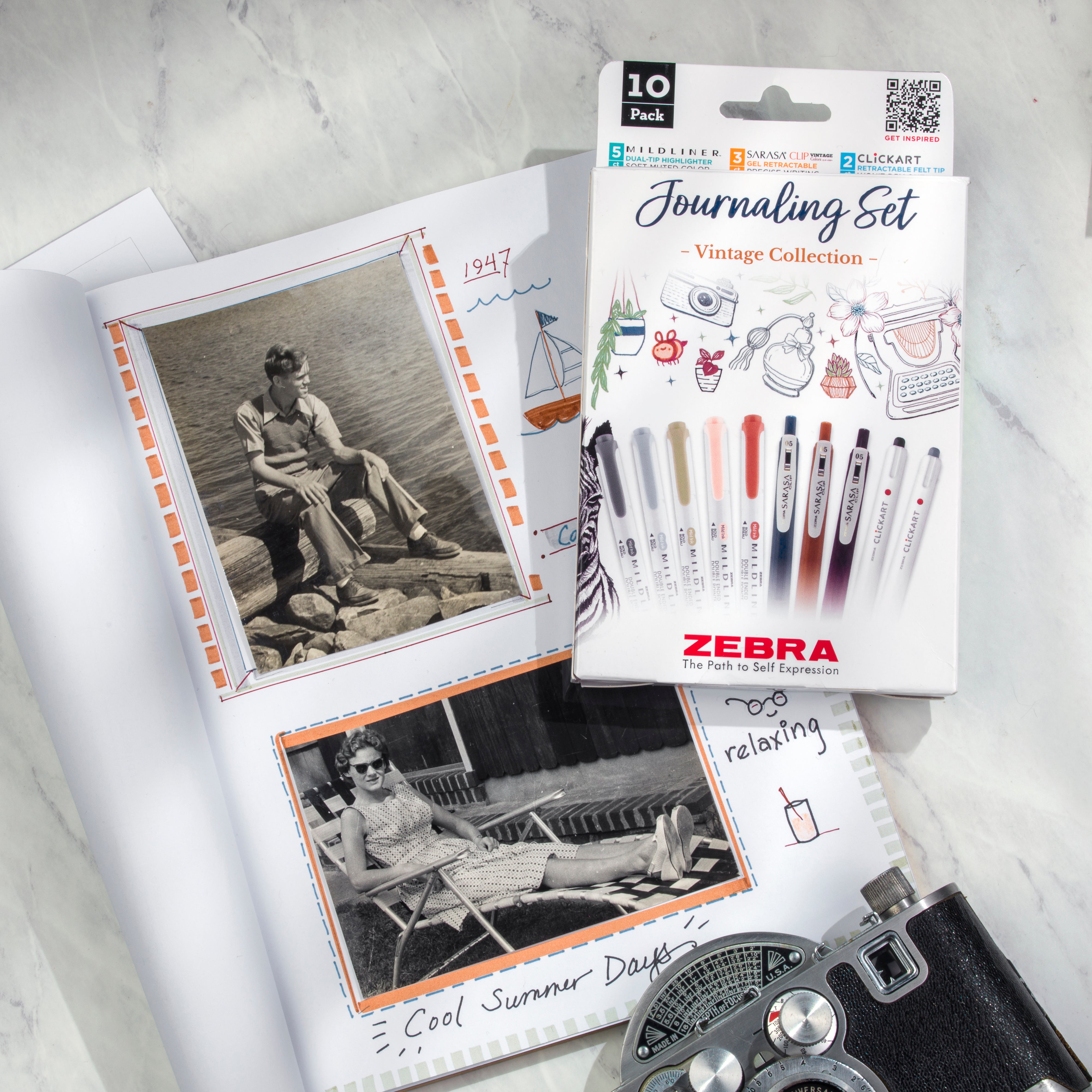 Journaling Set Vintage Asst 12pk (Tuck Box) – Zebra Pen