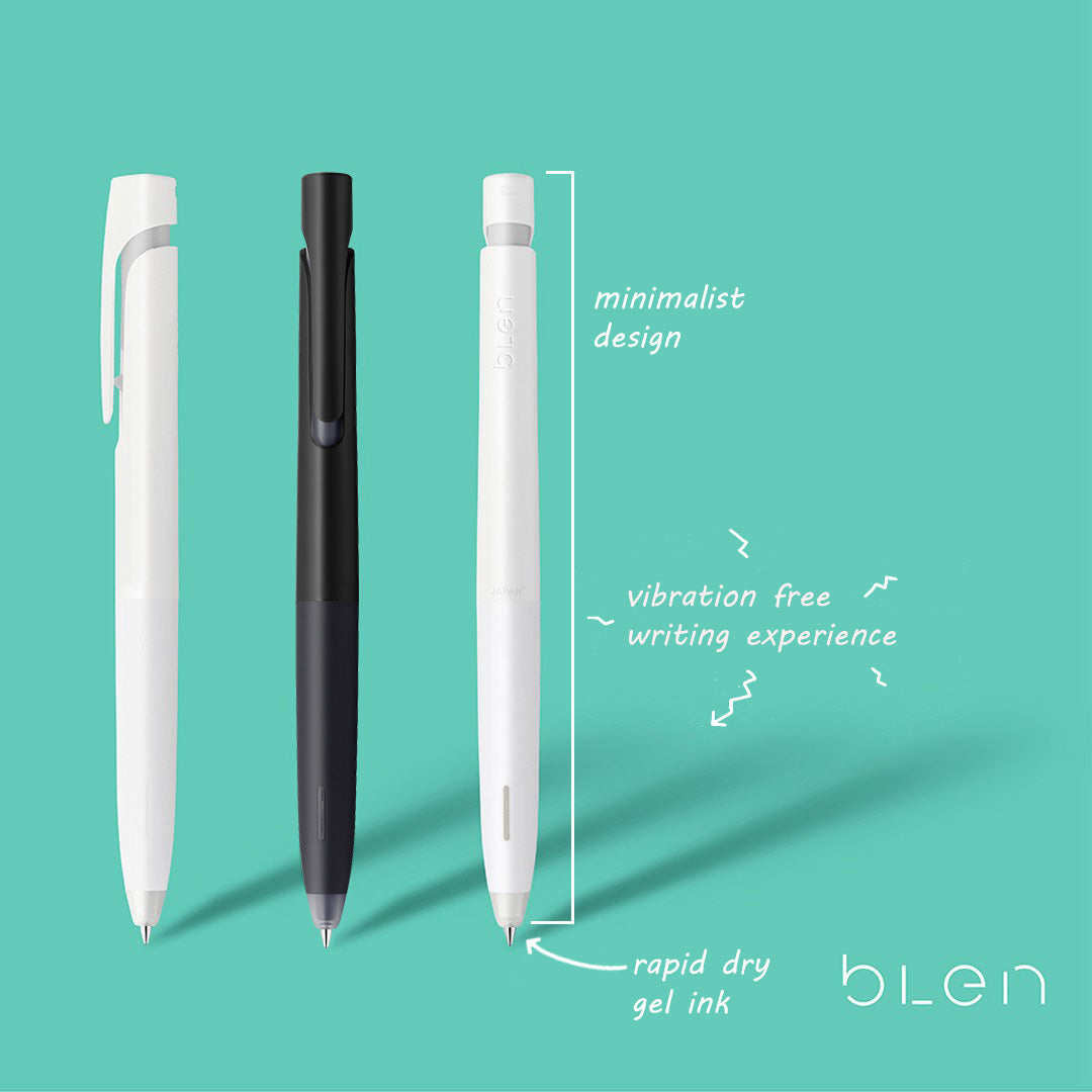 bLen Retractable Gel Pen, 0.7 mm, Black Barrel 2pk