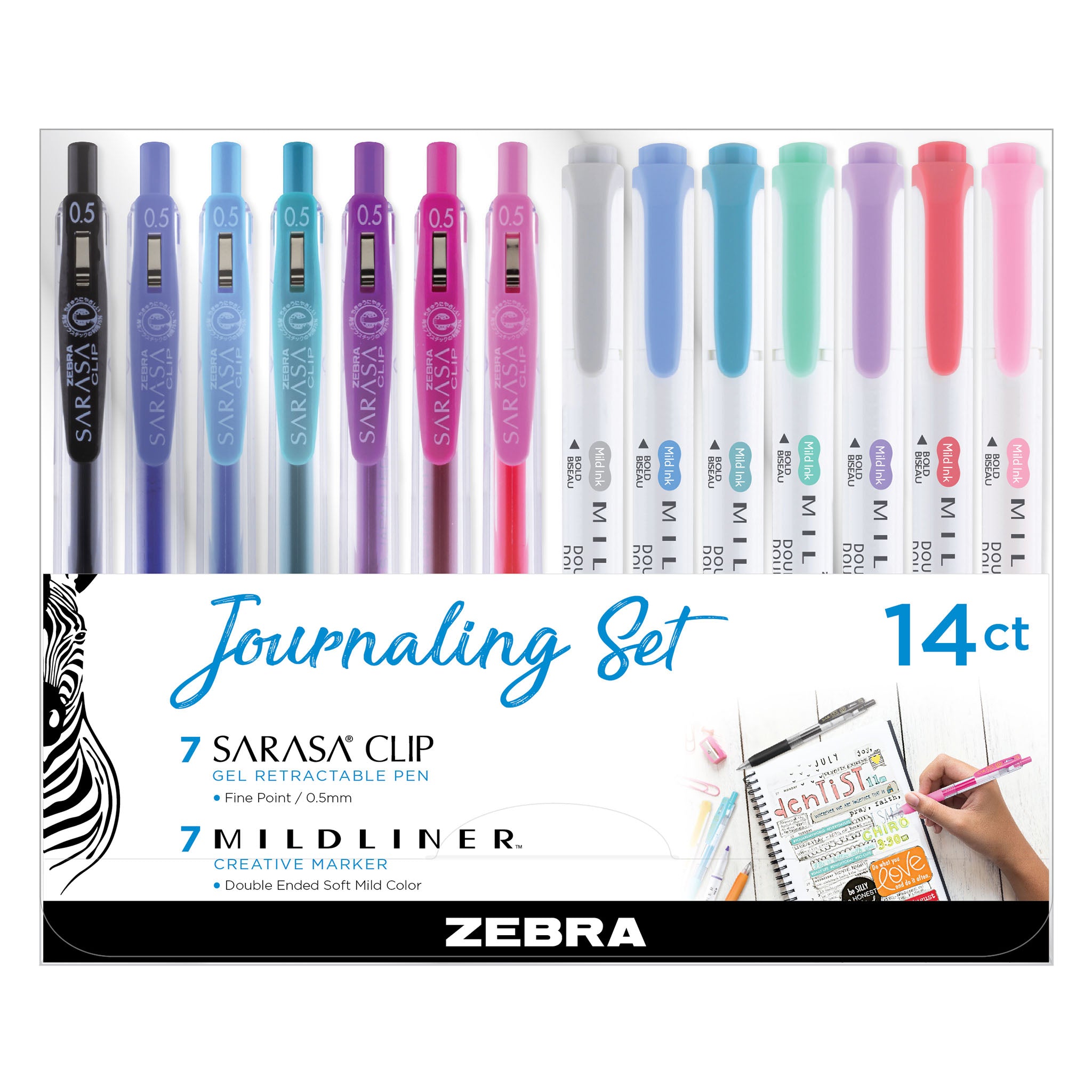 Zebra Mildliner Highlighter & Sarasa Clip Pen Journaling Set