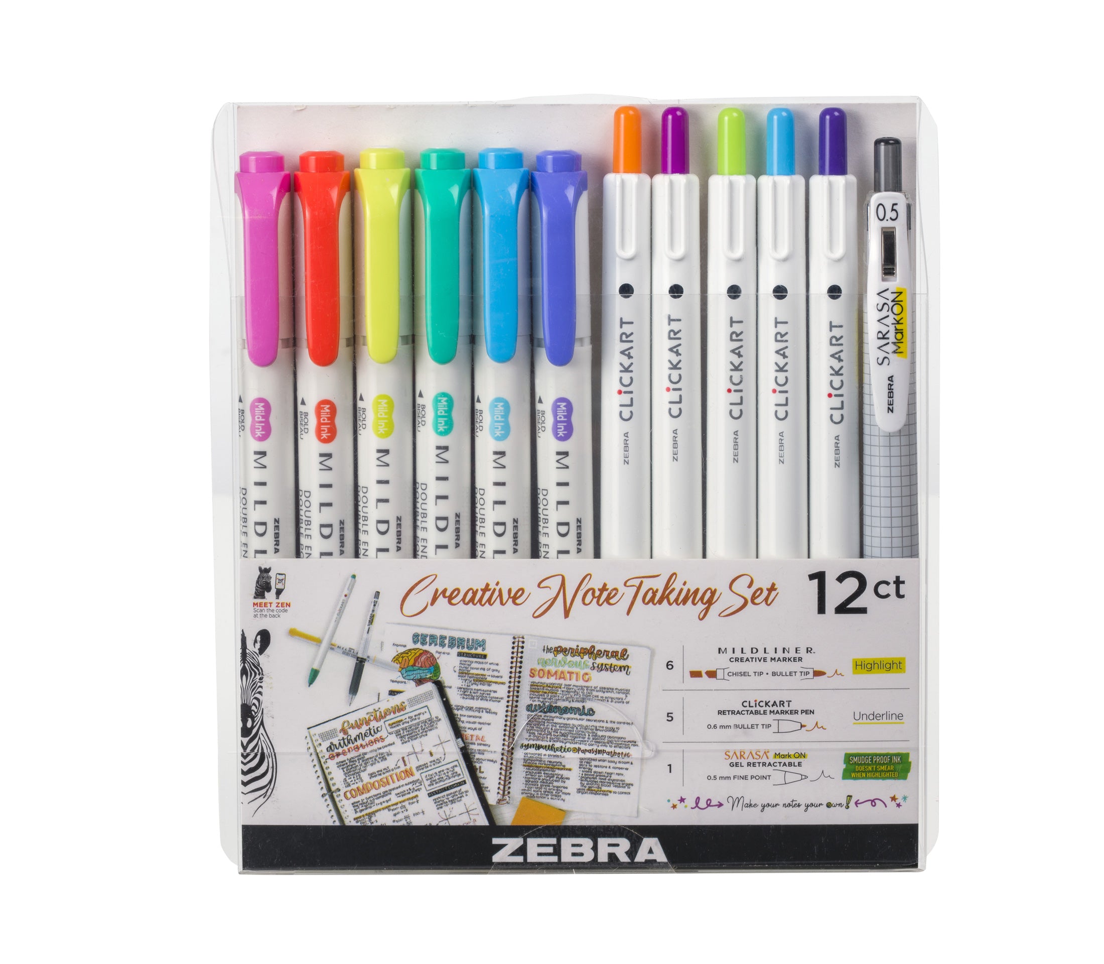 Zebra Besties Lettering Brush and Marker Exclusive 16 Piece Set, Includes 1  Each Black Brush Pen in Extra Fine, Fine and Medium Tips, 3 Metallic Brush