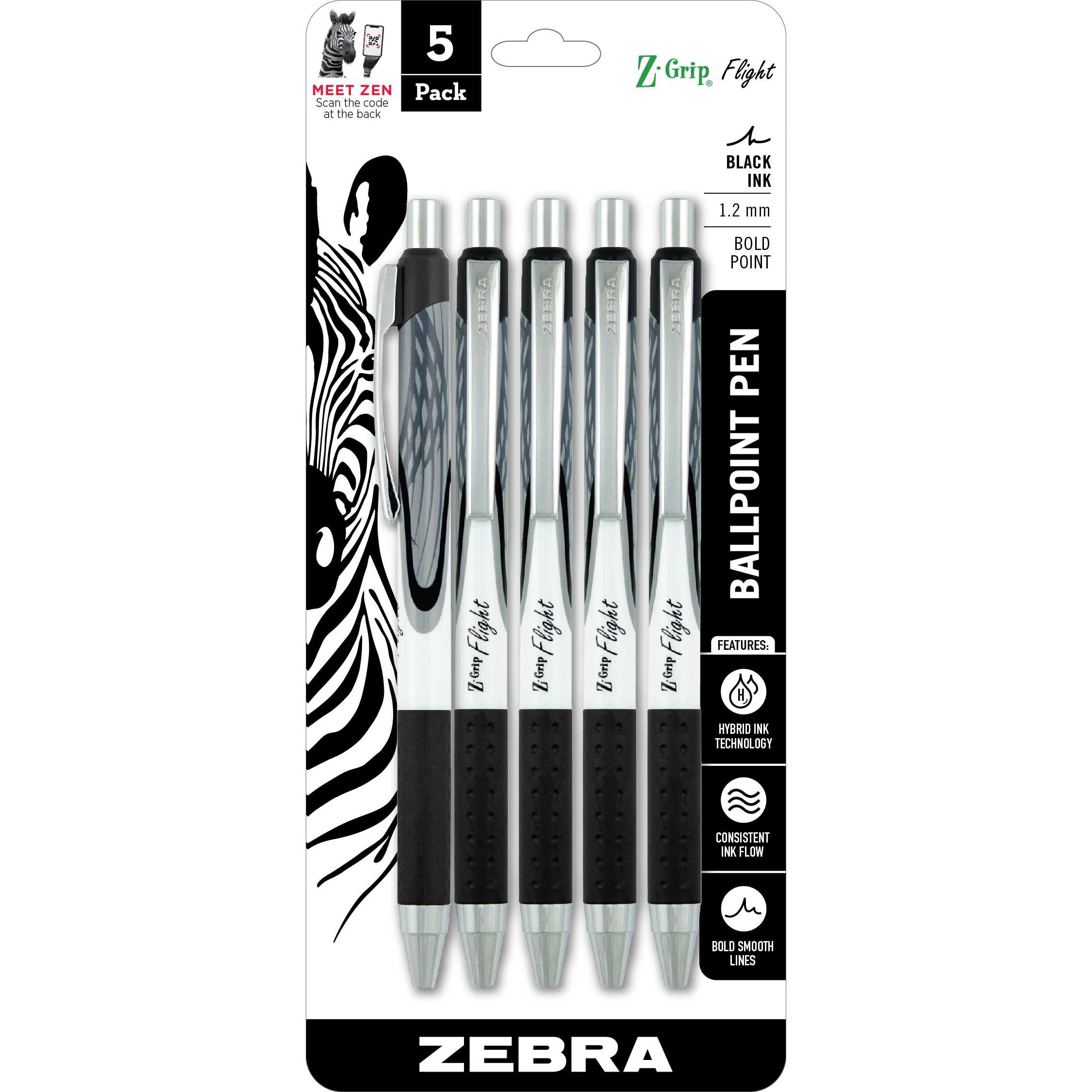 Zebra Classic Z-Grip Flight Lot de 6 stylos à bille Violet 1,2 mm Zebra Classic Z-Grip Flight Lot de 6 stylos à bille Violet 1,2 mm