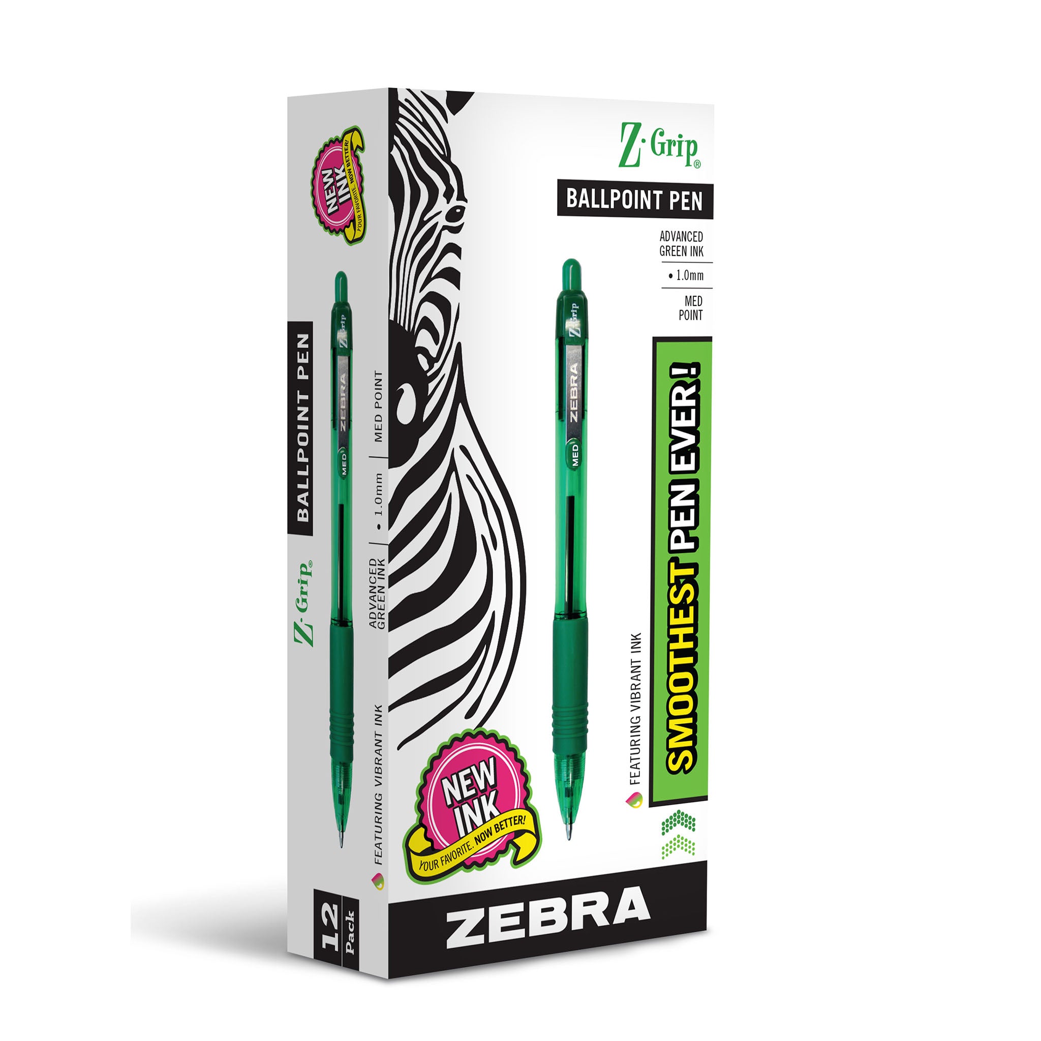 Zebra Z-Grip Penne A Sfera Retrattili 1,0 Mm Confezione Da 4 | Inchiostro Liscio Azzurro Con Impugnatura Gomma
