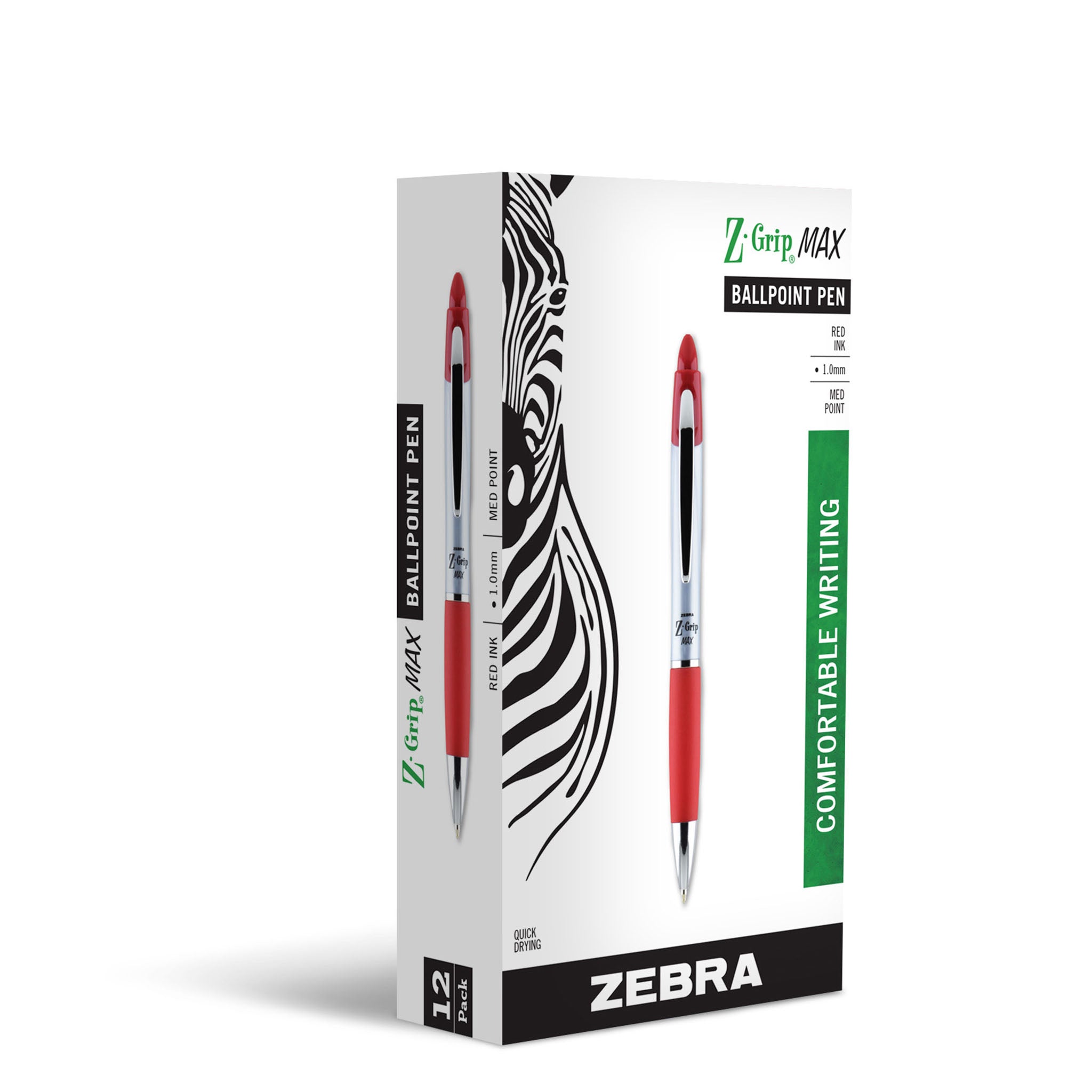 Zebra Z-Grip Penne A Sfera Scrittura Morbida – Punta 1mm, Confezione Da 12 – Colori Funky Flame: Blu, Rosa, Viola