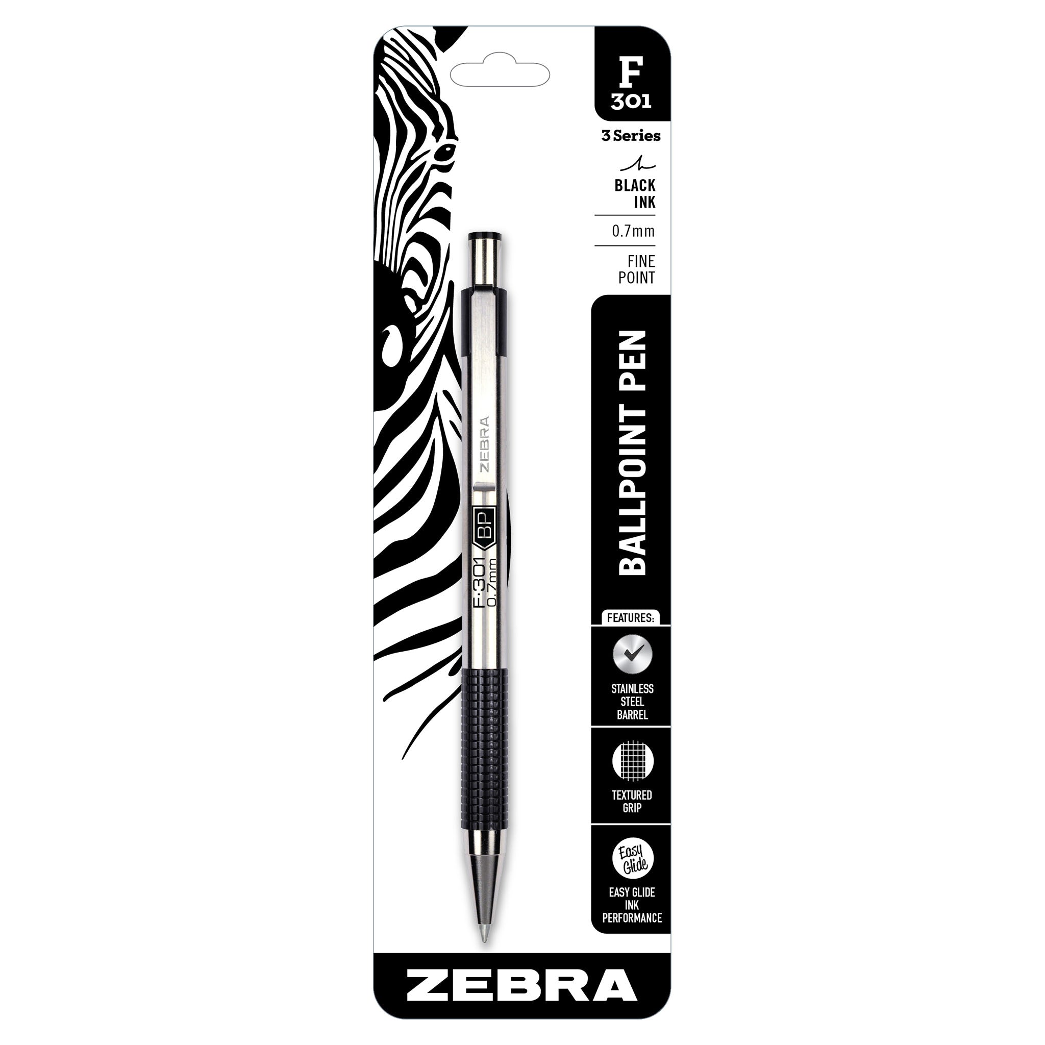 Zebra Fine Point F-301 Ball Point Pen - 4 Pack - Multi-Color, 4 pk