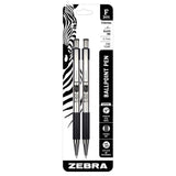 Zebra F-301 Lot De 12 Stylos à Bille Rétractables Acier Inoxydable - Pointe 0.7mm Encre Bleue