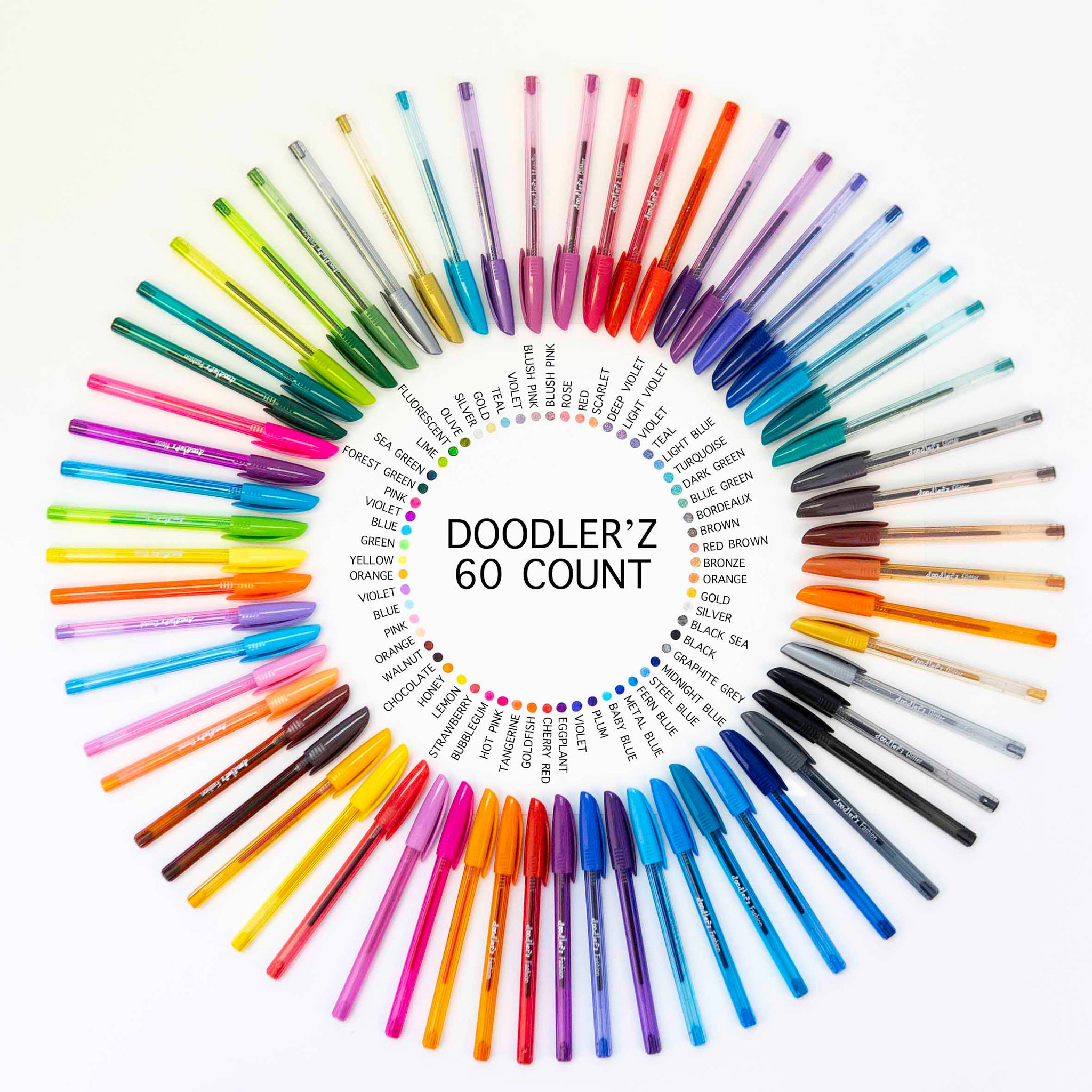 Zebra Doodler'z Gel Stick, Glitter, Assorted Ink, 1.0 mm, Bold Point - 10 Glitter colors