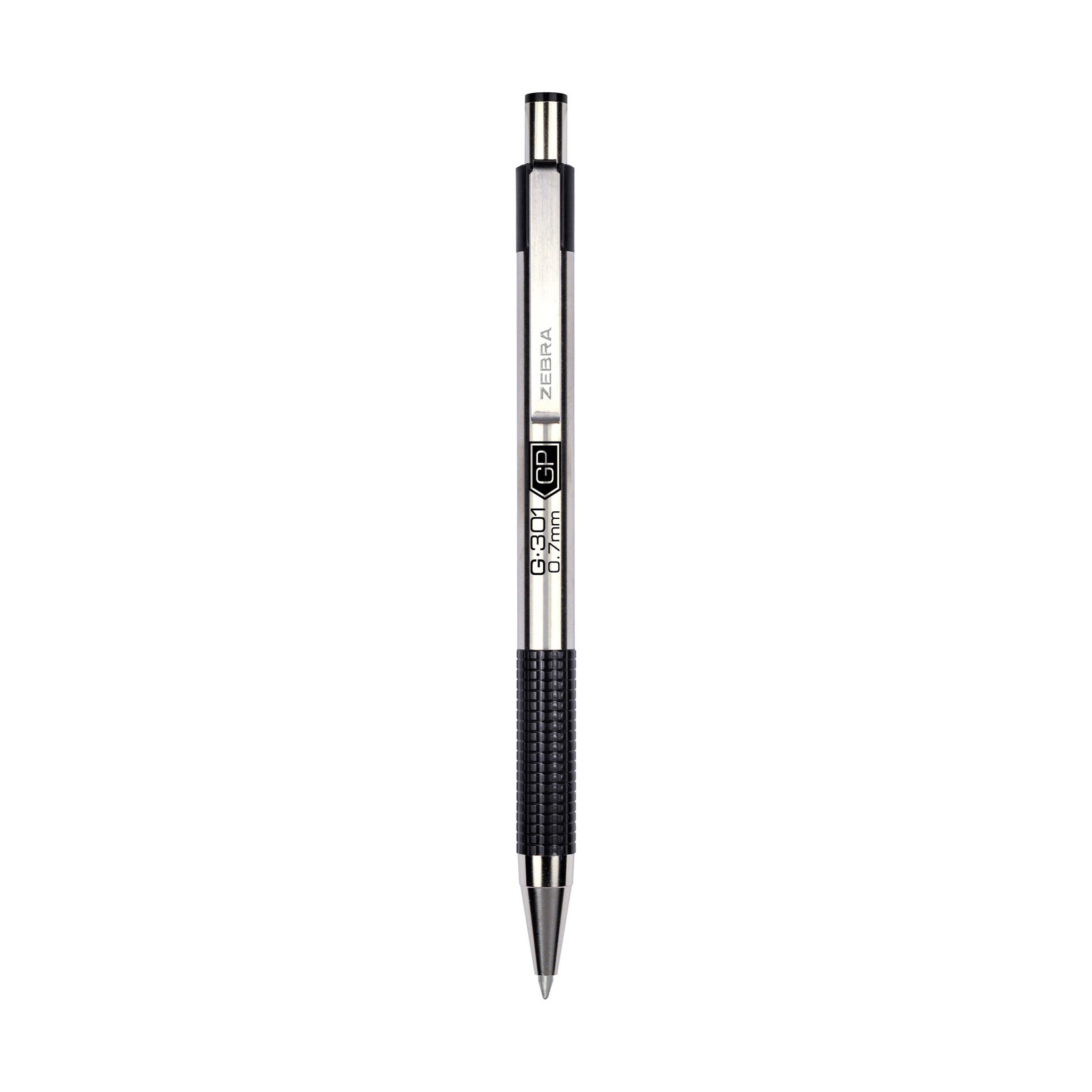 3 Pack) Zebra Durable Stainless Steel Gel Pen, Fine 0.5mm, Black Ink (G  402)