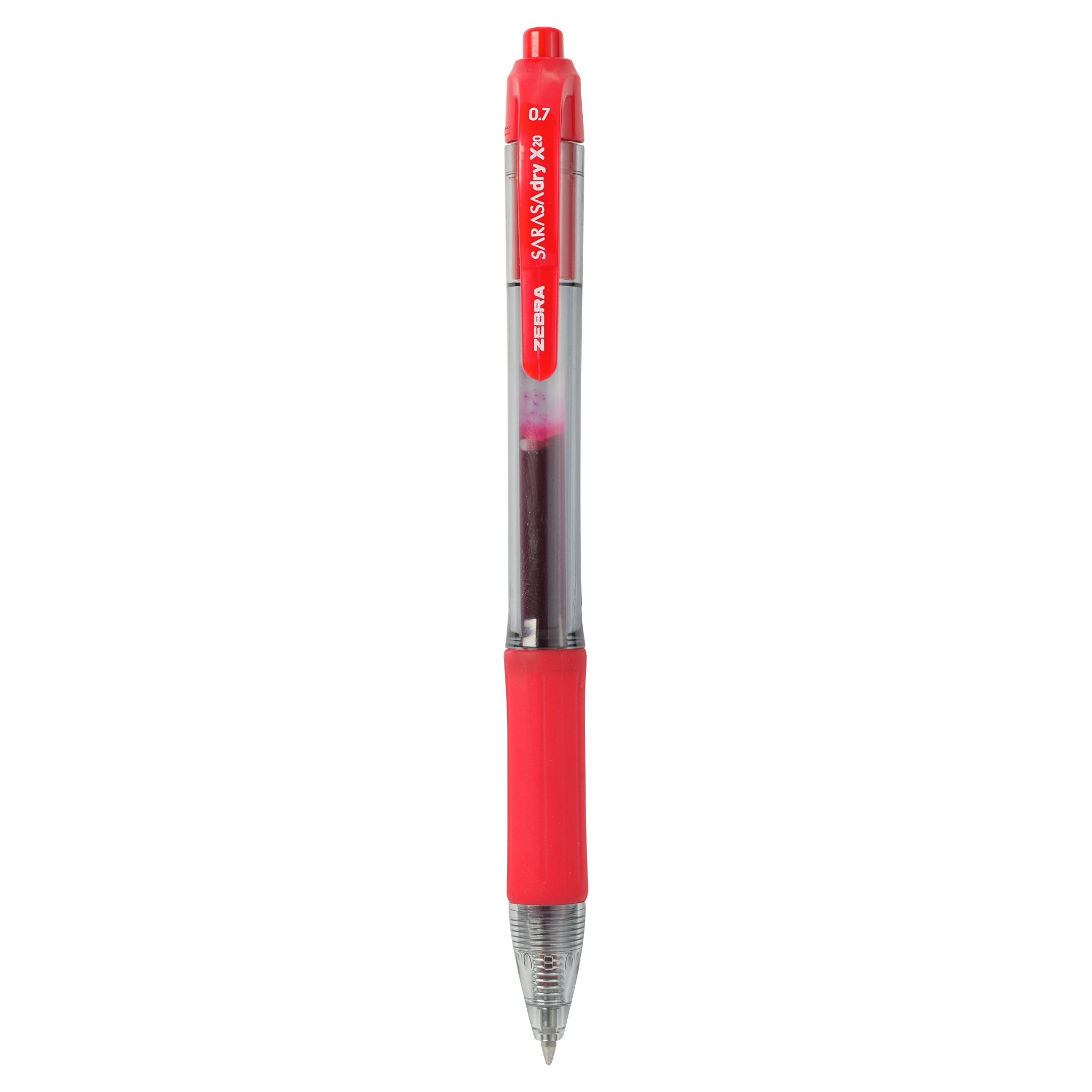 Zebra Sarasa Dry X20 Retractable Gel Pen, Bold Point, 1.0mm, Red Ink, 12 Count