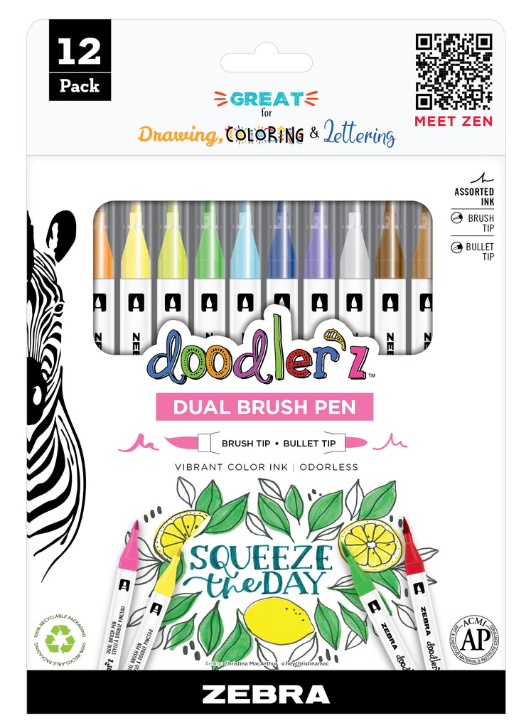 doodler'z Dual Brush Pen – Zebra Pen