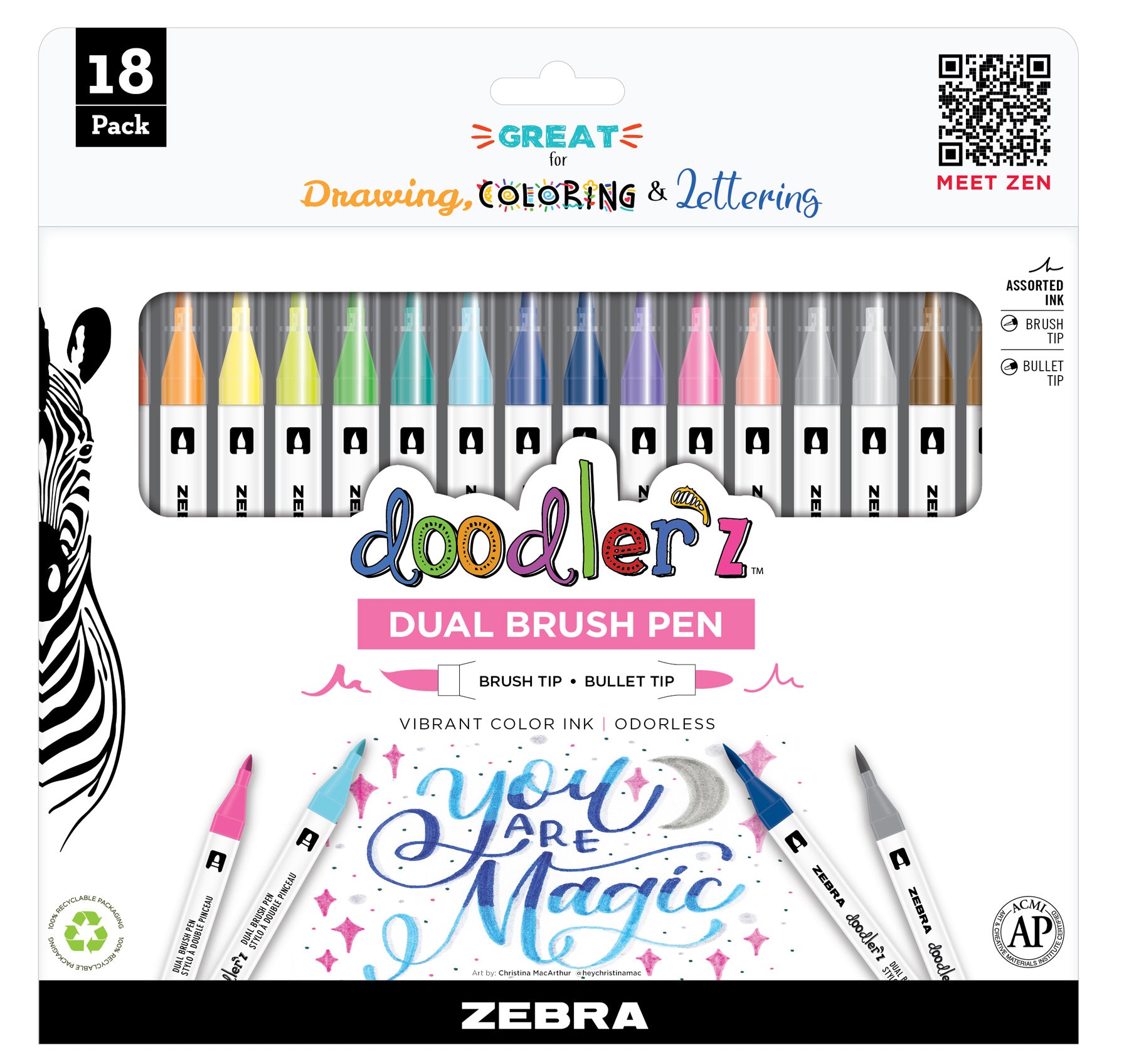 Spec101 Watercolor Pens Brush Set - 24 Watercolor Brush Markers and 2 Blend Pens