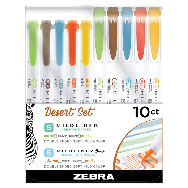 Mildliner Double Ended Brush Pen Assorted Colors 10pk by Zebra Pen  Corporation