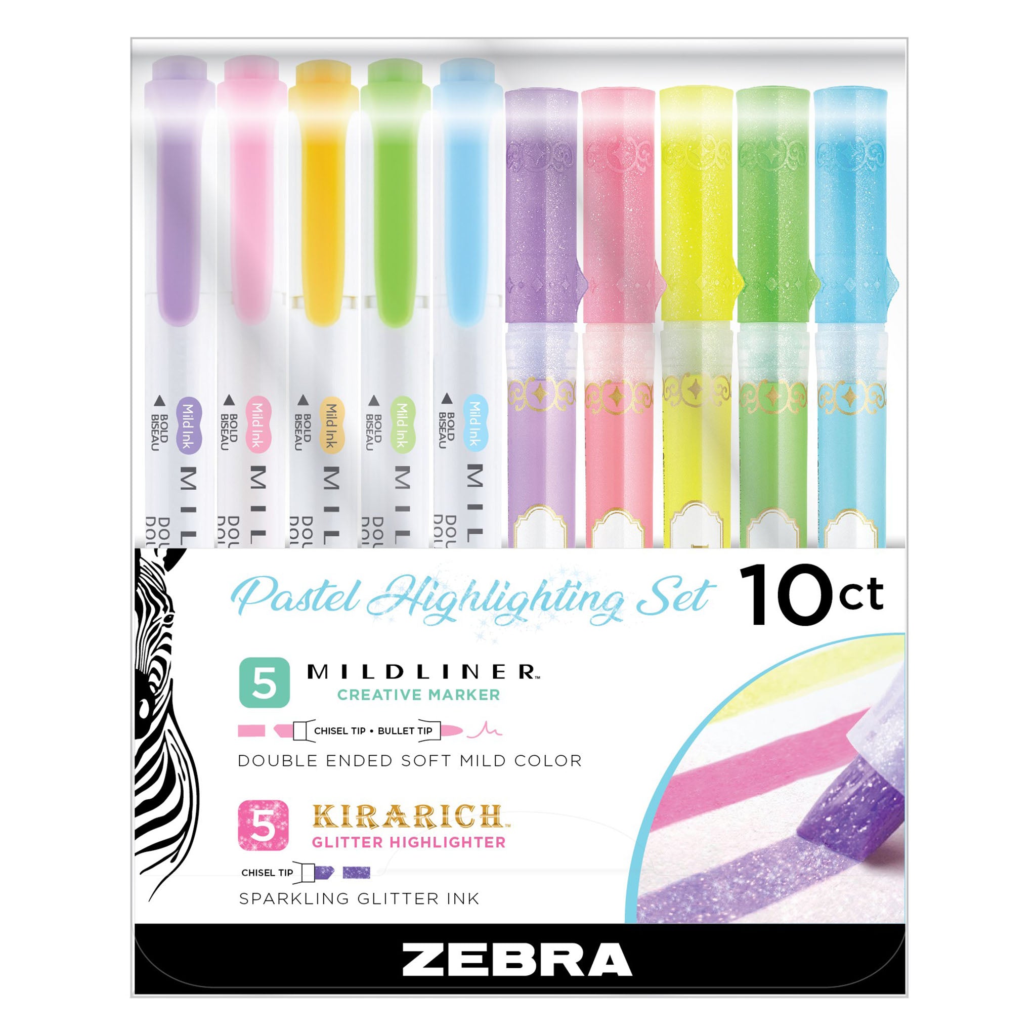  Zebra Mildliner highlighter pen set, 25 Pastel Color set  (Count) (Count) (Count) : Office Products