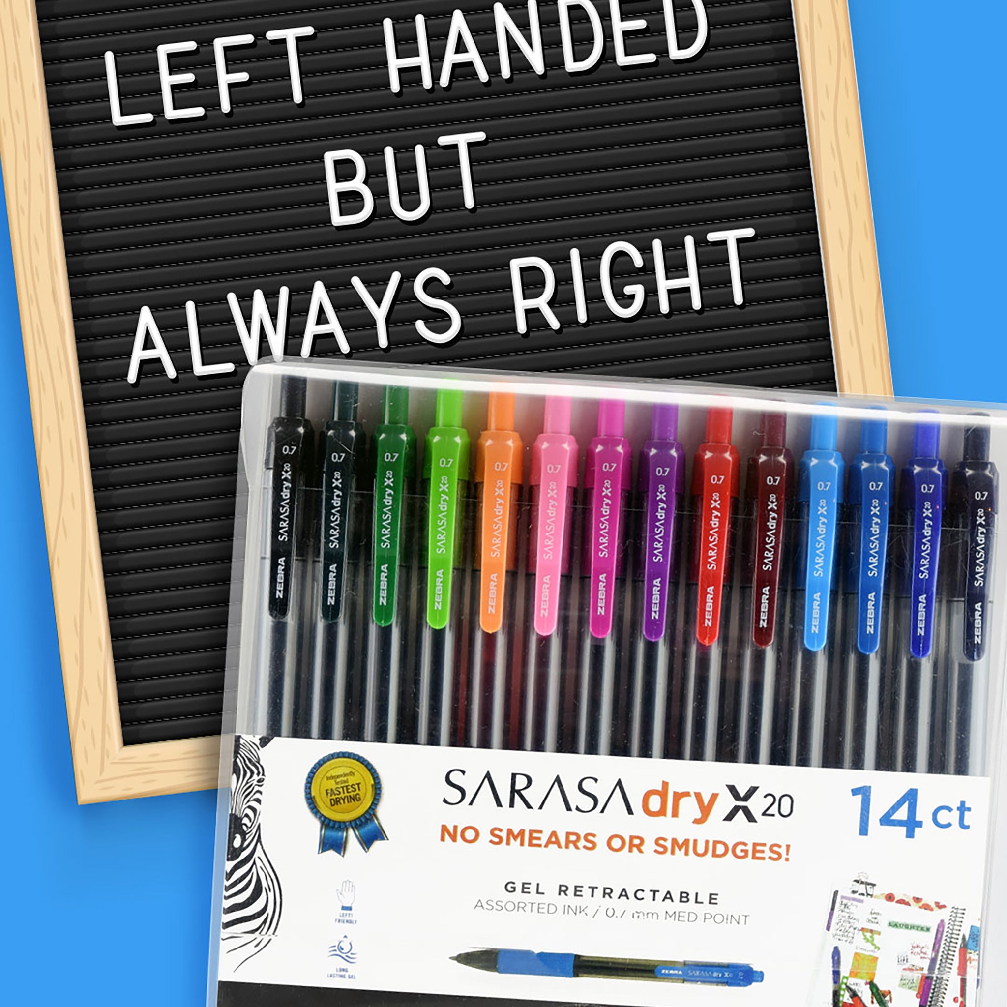 Zebra SARASA dry X20 Retractable Gel Pen - Medium Pen Point - Refillable -  Retractable - Assorted Pigment-based Ink - Translucent Barrel - 10 / Set