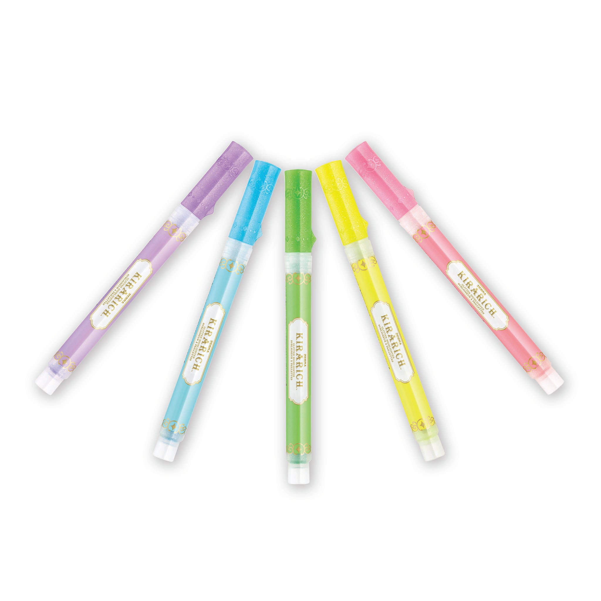 Zebra Kirarich Glitter Highlighters - 5 Color Set - Kawaii Pen Shop - Cutsy  World